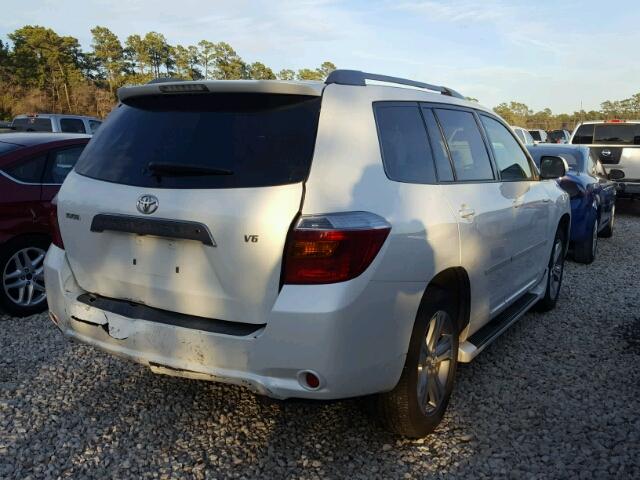 JTEDS43A882057968 - 2008 TOYOTA HIGHLANDER WHITE photo 4