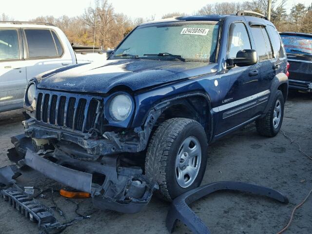 1J4GL48K94W294112 - 2004 JEEP LIBERTY SP BLUE photo 2