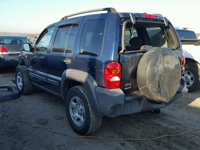 1J4GL48K94W294112 - 2004 JEEP LIBERTY SP BLUE photo 3