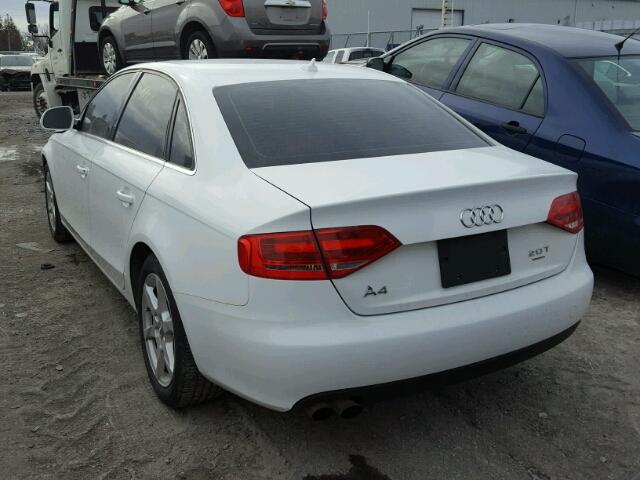 WAULF68K49N022410 - 2009 AUDI A4 2.0T QU WHITE photo 3