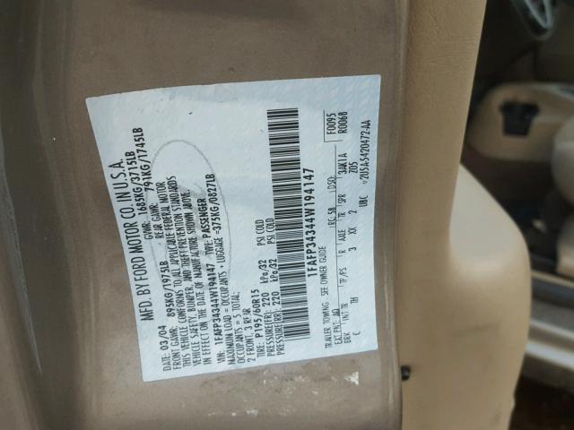 1FAFP34344W194147 - 2004 FORD FOCUS SE C TAN photo 10