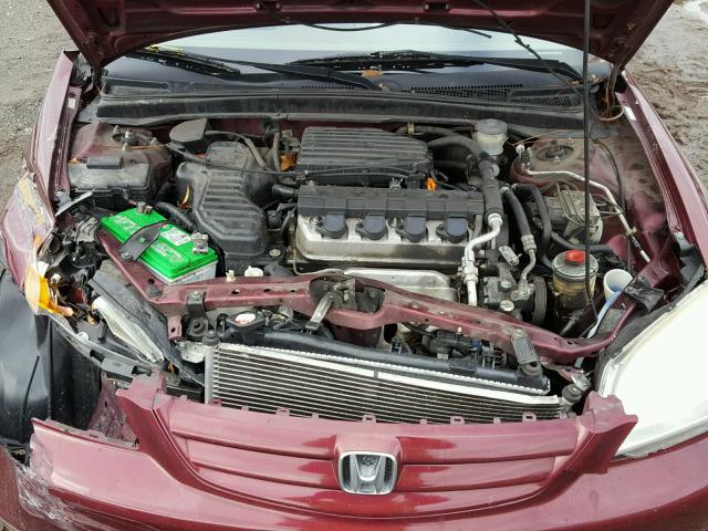 1HGES26752L023521 - 2002 HONDA CIVIC EX BURGUNDY photo 7