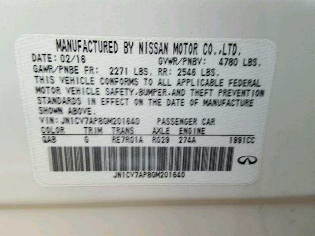 JN1CV7AP8GM201640 - 2016 INFINITI Q50 BASE Blanco foto 10