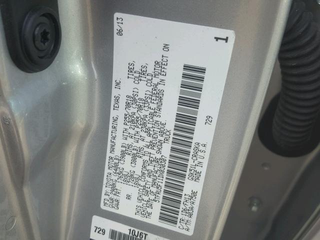 5TFRU5F11DX030307 - 2013 TOYOTA TUNDRA DOU SILVER photo 10