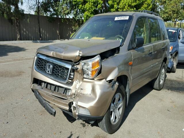 2HKYF18137H532585 - 2007 HONDA PILOT LX GOLD photo 2