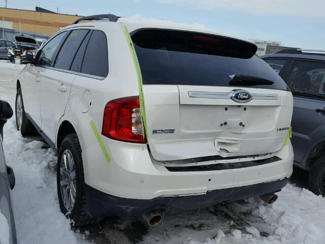 2FMDK3KC0DBE00144 - 2013 FORD EDGE LIMIT WHITE photo 3