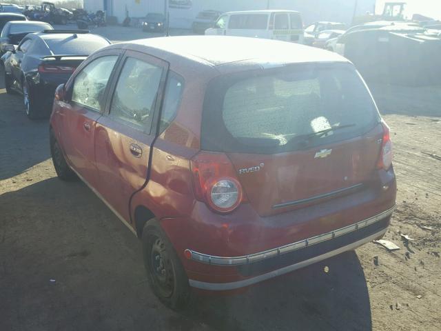 KL1TD66E49B300978 - 2009 CHEVROLET AVEO LS RED photo 3