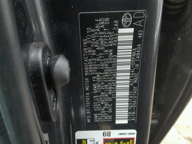 2T1LE4EE3AC015903 - 2010 TOYOTA COROLLA MA GRAY photo 10