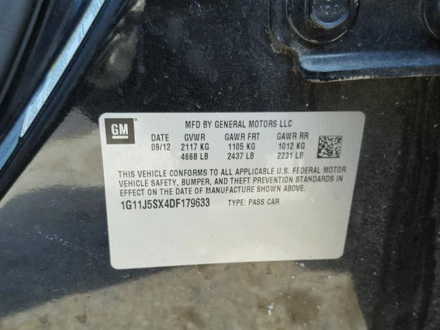 1G11J5SX4DF179633 - 2013 CHEVROLET MALIBU LTZ 石墨色 照片 10