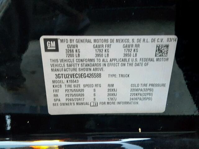 3GTU2VEC9EG426588 - 2014 GMC SIERRA K15 BLACK photo 10