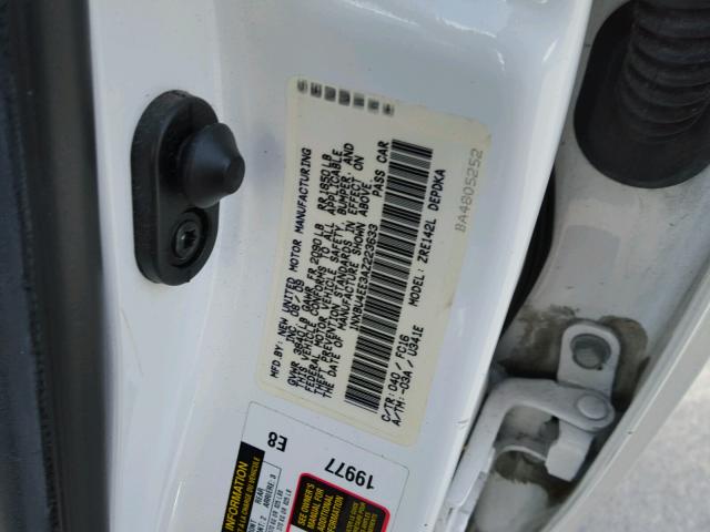 1NXBU4EE3AZ223633 - 2010 TOYOTA COROLLA BA WHITE photo 10