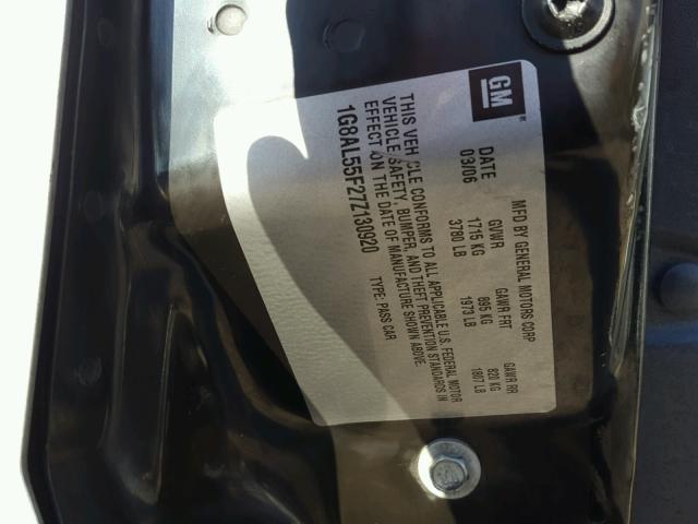 1G8AL55F27Z130920 - 2007 SATURN ION LEVEL SILVER photo 10