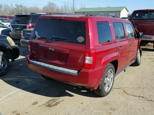 1J8FF28WX8D526887 - 2008 JEEP PATRIOT SP RED photo 4