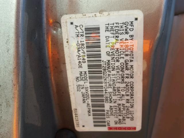 JT2BG22K8Y0441880 - 2000 TOYOTA CAMRY CE GRAY photo 10