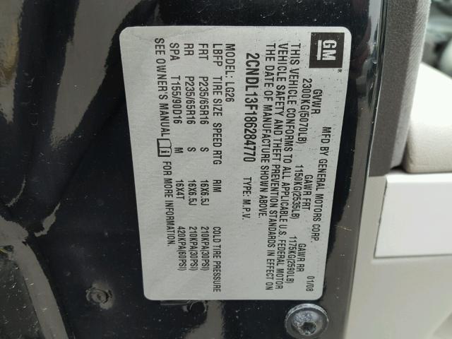 2CNDL13F186284770 - 2008 CHEVROLET EQUINOX LS BLACK photo 10