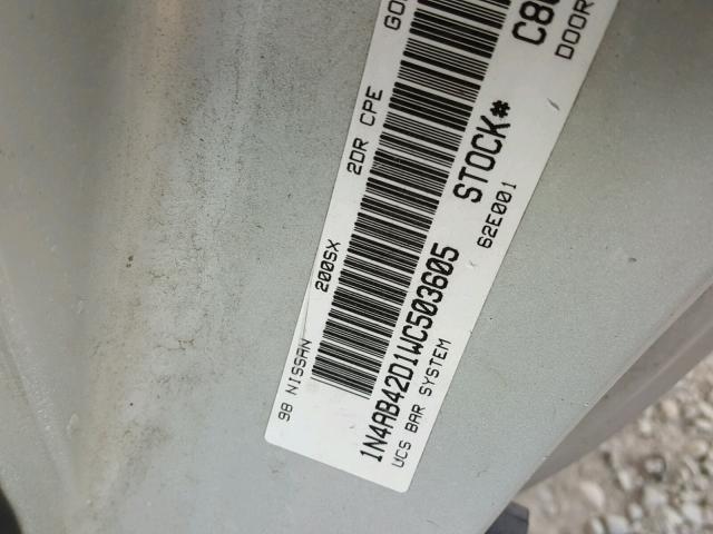 1N4AB42D1WC503605 - 1998 NISSAN 200SX BASE SILVER photo 10