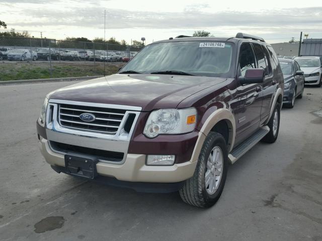 1FMEU64E27UA84887 - 2007 FORD EXPLORER E BURGUNDY photo 2