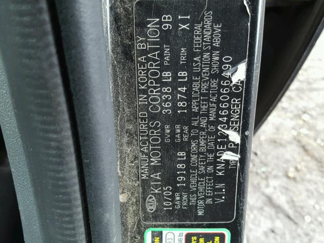 KNADE123466066490 - 2006 KIA RIO BLACK photo 10