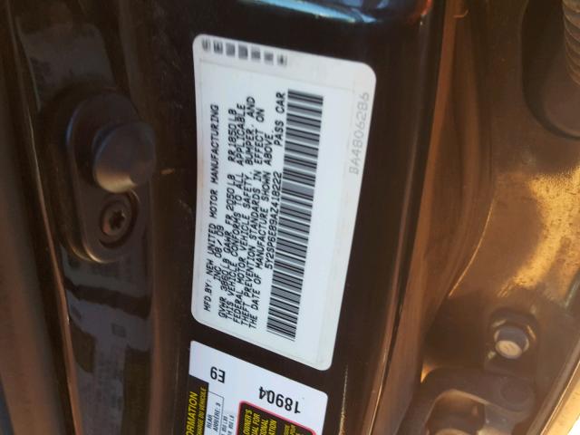 5Y2SP6E89AZ418222 - 2010 PONTIAC VIBE BLACK photo 10