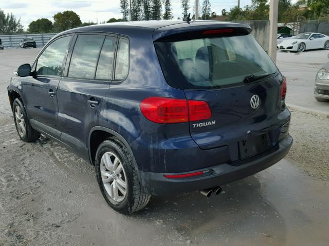 WVGAV7AXXCW521718 - 2012 VOLKSWAGEN TIGUAN S BLUE photo 3