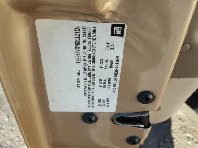 1G1ZT52805F226681 - 2005 CHEVROLET MALIBU LS BEIGE photo 10