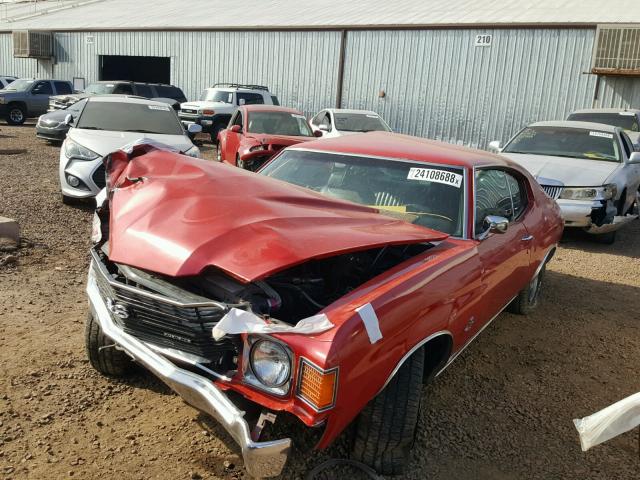 1D37F2R519607 - 1972 CHEVROLET CHEVELL RED photo 2