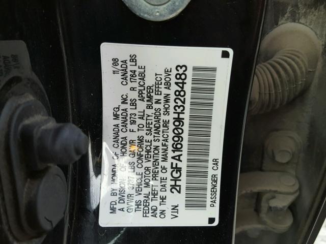 2HGFA16909H328483 - 2009 HONDA CIVIC EXL 黑色 照片 10