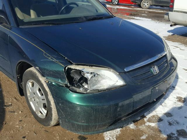 1HGES16592L079678 - 2002 HONDA CIVIC LX GREEN photo 9