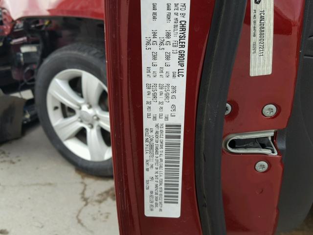 1C4NJDBB8DD272111 - 2013 JEEP COMPASS SP RED photo 10