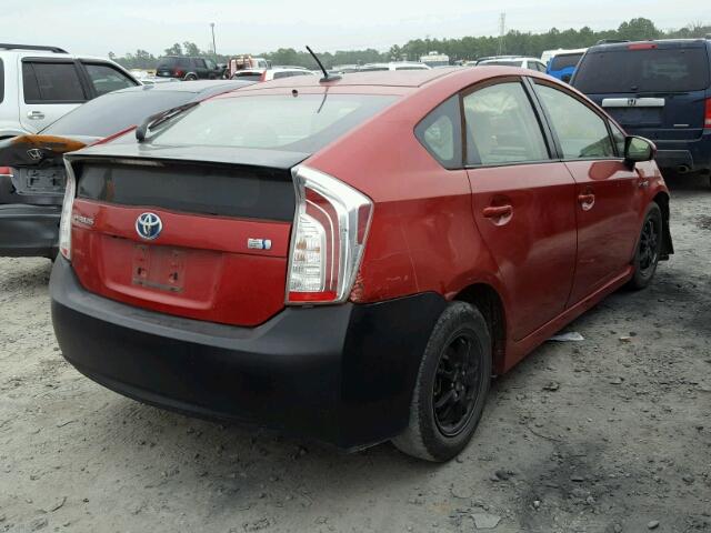 JTDKN3DUXD5553353 - 2013 TOYOTA PRIUS RED photo 4