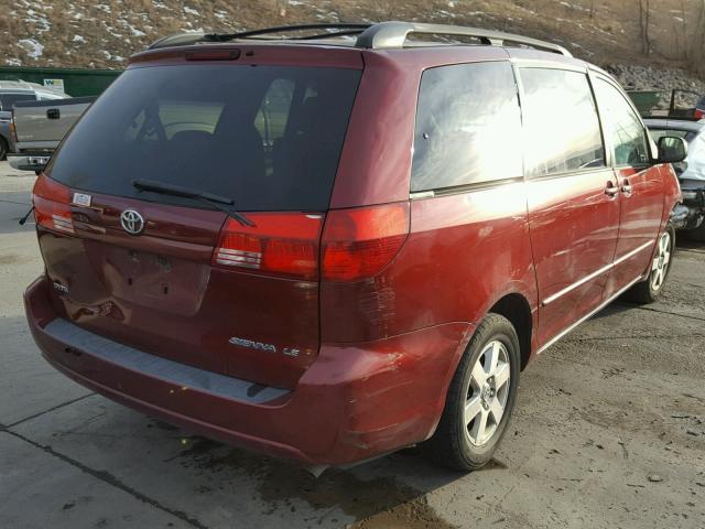 5TDZA23C24S049113 - 2004 TOYOTA SIENNA CE RED photo 4