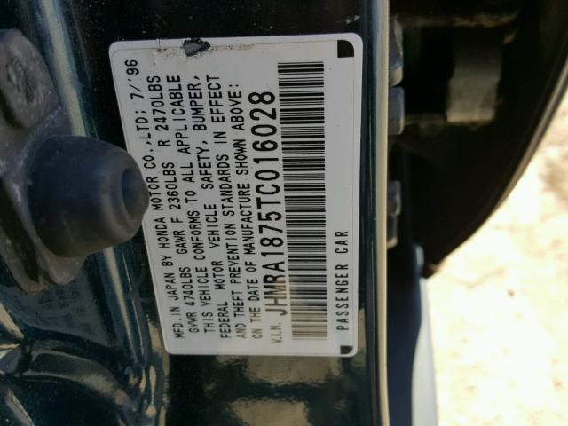 JHMRA1875TC016028 - 1996 HONDA ODYSSEY EX BLUE photo 10