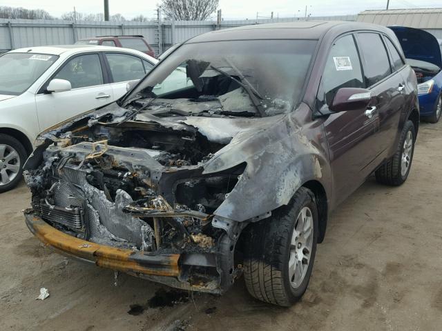 2HNYD28328H527184 - 2008 ACURA MDX TECHNO BURGUNDY photo 2