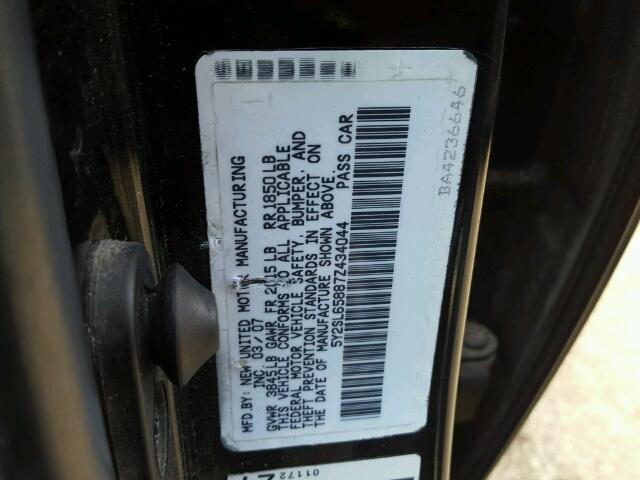 5Y2SL65887Z434044 - 2007 PONTIAC VIBE BLACK photo 10