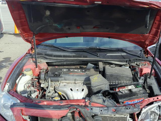 4T4BE46K07R004919 - 2007 TOYOTA CAMRY NEW RED photo 7
