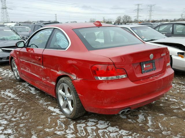 WBAUP7C5XBVM54398 - 2011 BMW 128 I RED photo 3