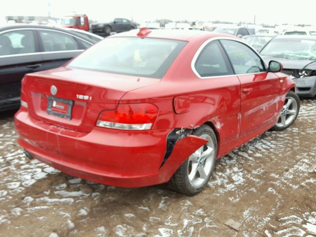 WBAUP7C5XBVM54398 - 2011 BMW 128 I RED photo 4