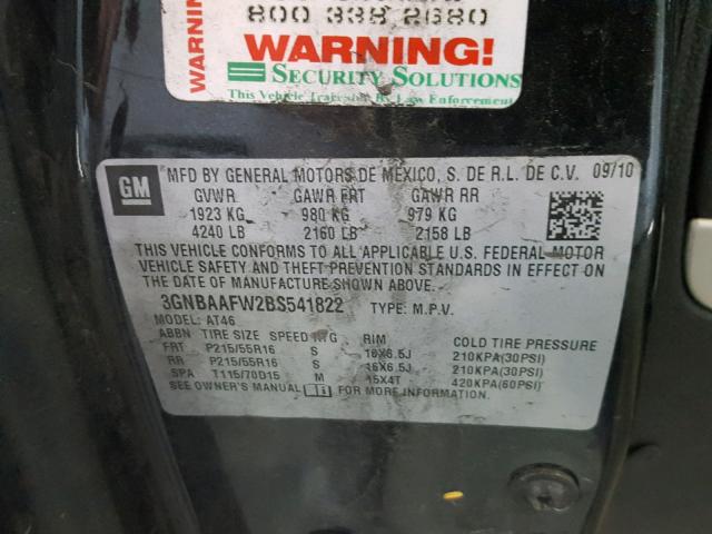 3GNBAAFW2BS541822 - 2011 CHEVROLET HHR LS 黑色 照片 10