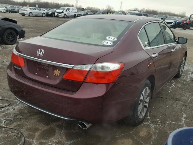 1HGCR2F38DA067785 - 2013 HONDA ACCORD LX MAROON photo 4