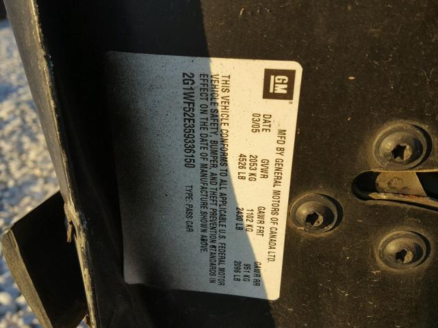 2G1WF52E359336150 - 2005 CHEVROLET IMPALA 黑色 照片 10