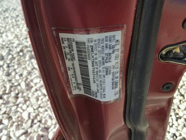 2MELM75W6TX654836 - 1996 MERCURY GRAND MARQ MAROON photo 10