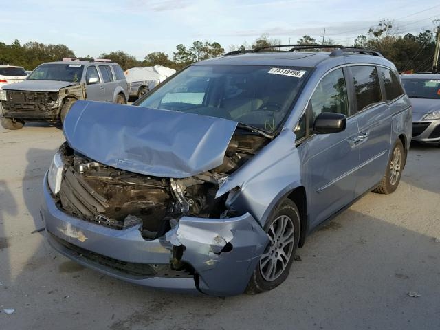 5FNRL5H60DB047377 - 2013 HONDA ODYSSEY EX BLUE photo 2