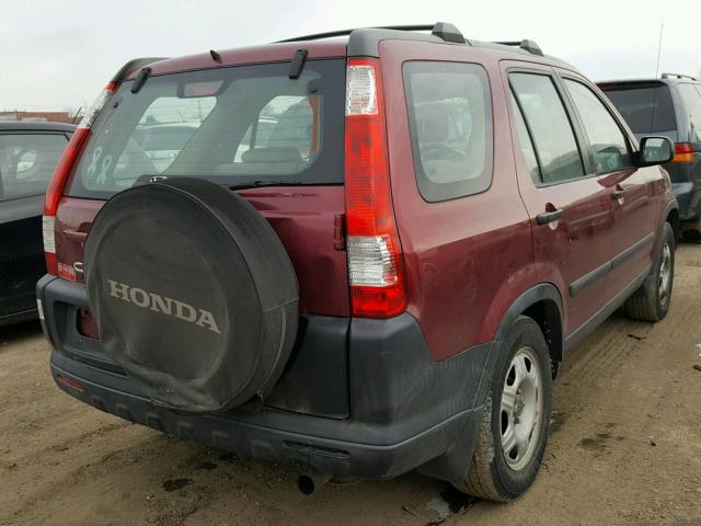 SHSRD68535U308439 - 2005 HONDA CR-V LX MAROON photo 4