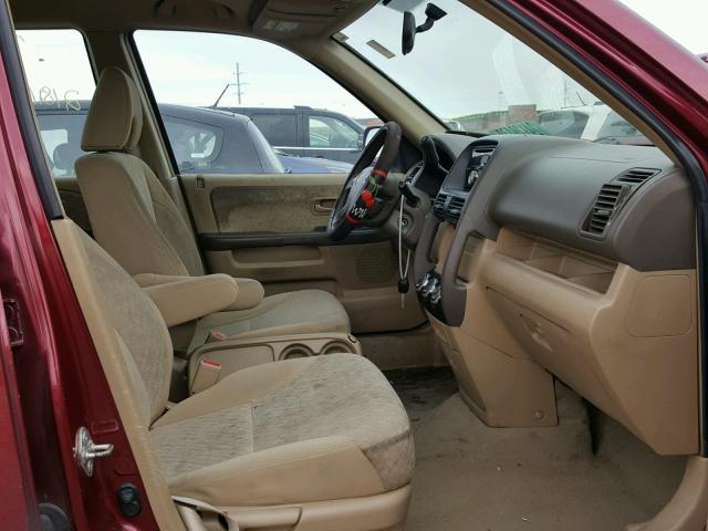 SHSRD68535U308439 - 2005 HONDA CR-V LX MAROON photo 5