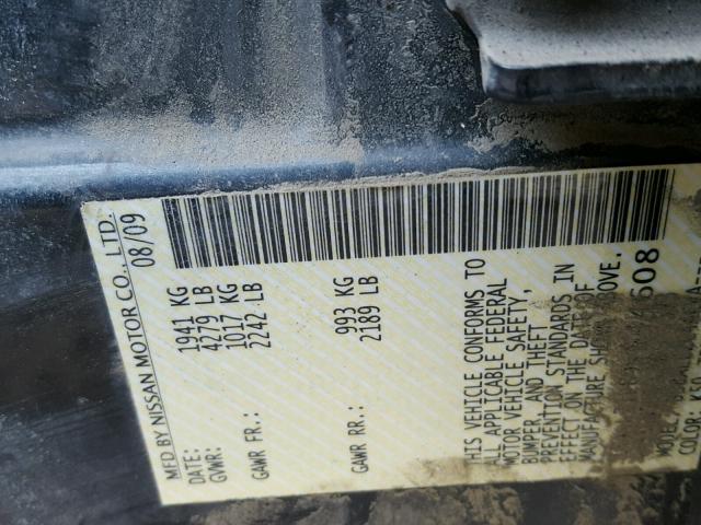 1N4AL21E89N544608 - 2009 NISSAN ALTIMA 2.5 GRAY photo 10