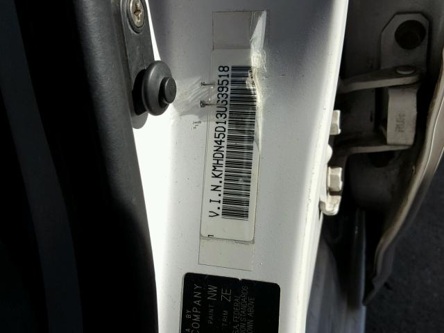 KMHDN45D13U639518 - 2003 HYUNDAI ELANTRA GL WHITE photo 10