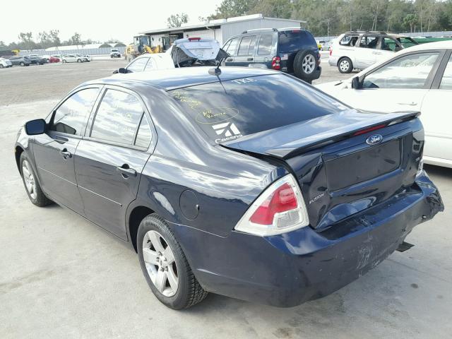 3FAHP07Z78R209546 - 2008 FORD FUSION SE BLUE photo 3