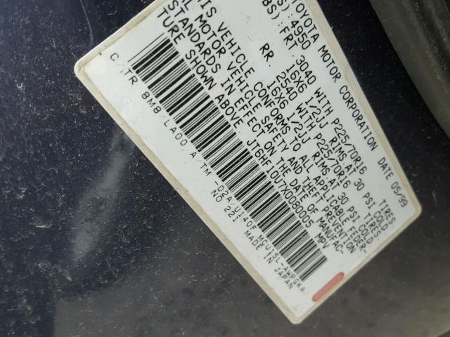 JT6HF10U7X0080005 - 1999 LEXUS RX 300 GRAY photo 10