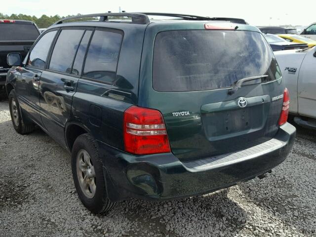 JTEGD21A330051661 - 2003 TOYOTA HIGHLANDER GREEN photo 3