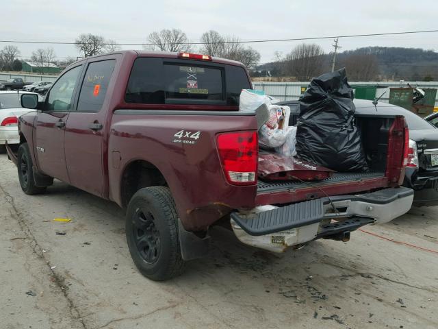 1N6AA07B05N509134 - 2005 NISSAN TITAN XE RED photo 3